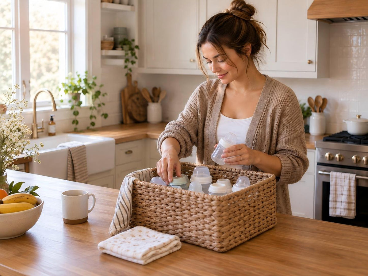 The One-Basket Baby Bottle Routine for Busy Weekdays